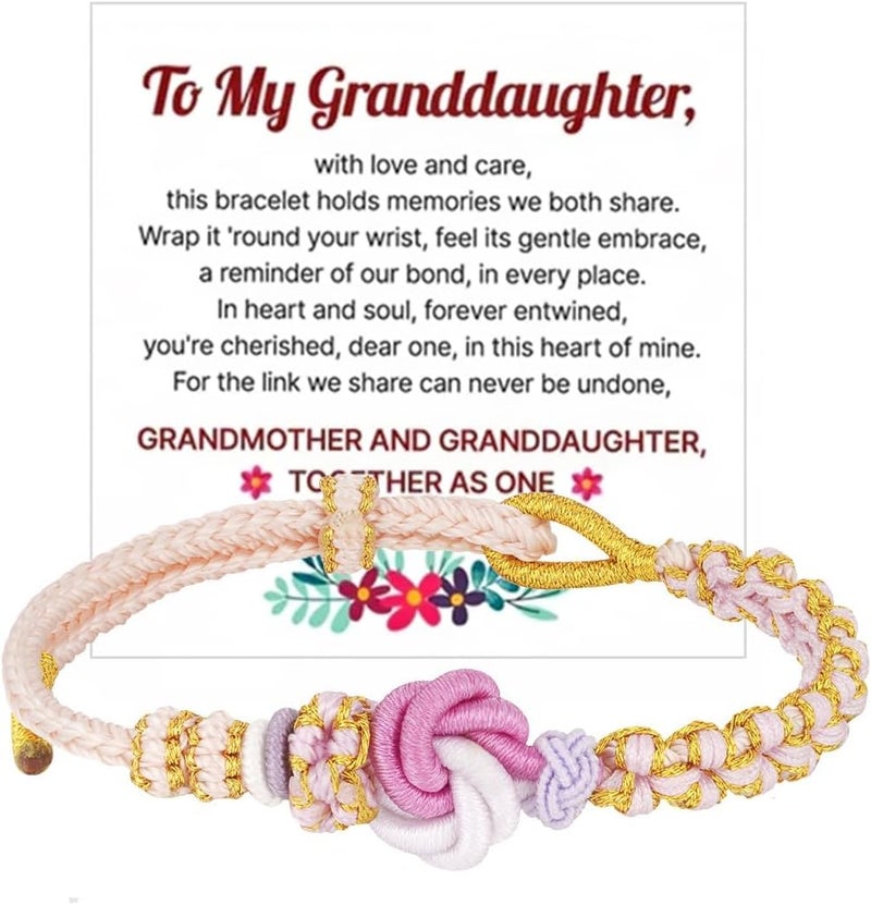 DivaGlamz To My Granddaughter-Infinity Forever Love Heart Bracelet, Natural Emperor Stone Double Layer Purple Beaded Woven Wrap Bracelets Adjustable Mind Peace Gift Jewelry - Image 1